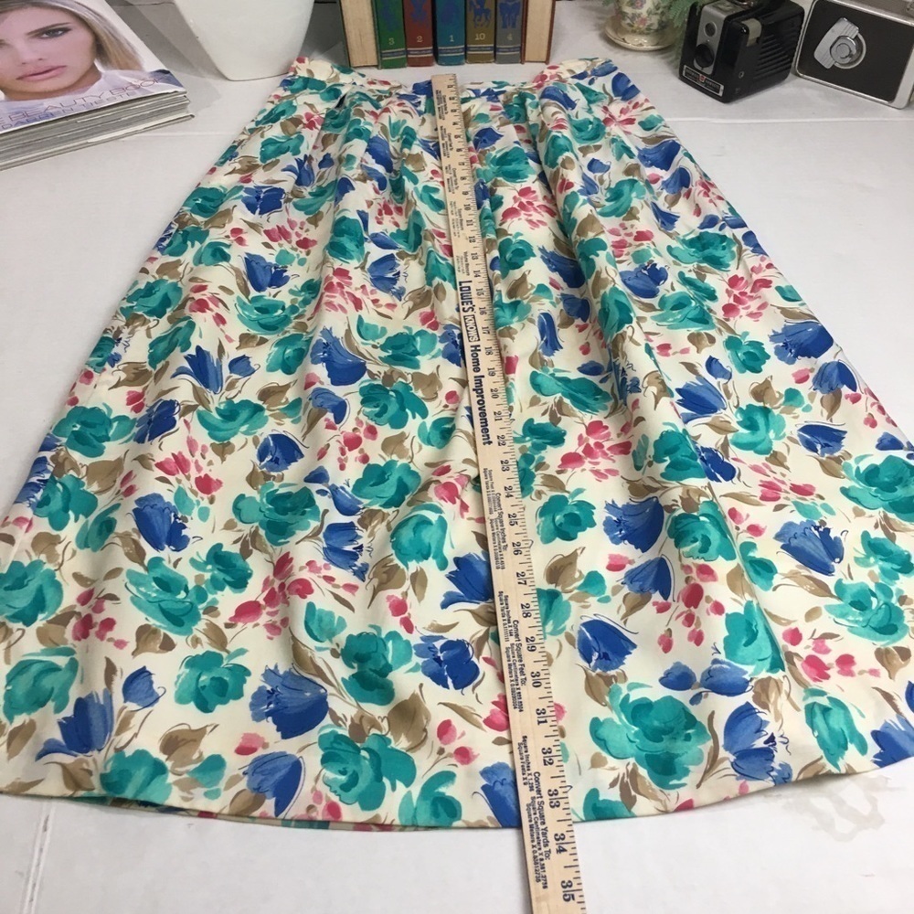 Vintage 90s Floral Rayon Midi Skirt | Hong Kong Cottagecore Garden Party - Picture 5 of 9